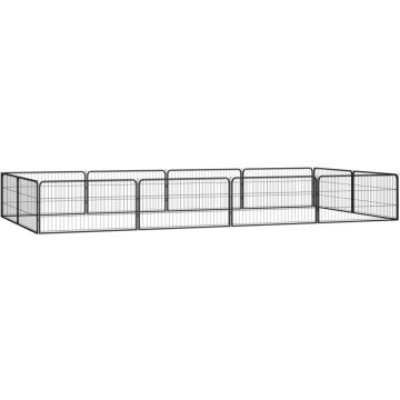 vidaXL Hondenkennel 12 panelen 100x50 cm gepoedercoat staal zwart