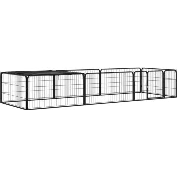 vidaXL Hondenkennel 8 panelen 100x50 cm gepoedercoat staal zwart