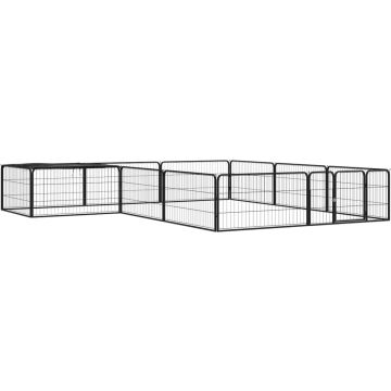 vidaXL Hondenkennel 12 panelen 100x50 cm gepoedercoat staal zwart