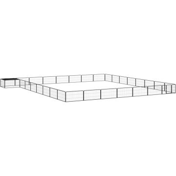 vidaXL Hondenkennel 32 panelen 100x50 cm gepoedercoat staal zwart