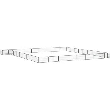 vidaXL Hondenkennel 36 panelen 100x50 cm gepoedercoat staal zwart