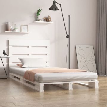 vidaXL Bedframe massief grenenhout wit 90x200 cm