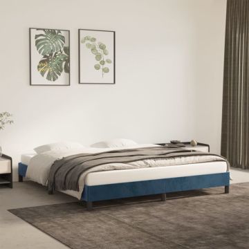 vidaXL Bedframe fluweel donkerblauw 160x200 cm