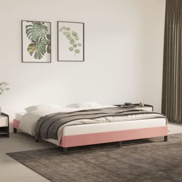 vidaXL Bedframe fluweel roze 180x200 cm