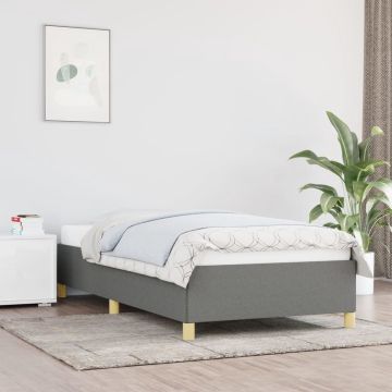 vidaXL Bedframe stof donkergrijs 90x190 cm