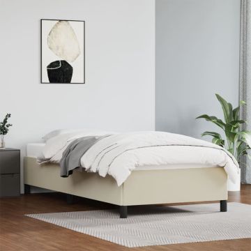 vidaXL Bedframe kunstleer crèmekleurig 90x190 cm