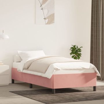 vidaXL Bedframe fluweel roze 90x190 cm