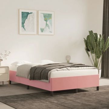 vidaXL Bedframe fluweel roze 120x200 cm