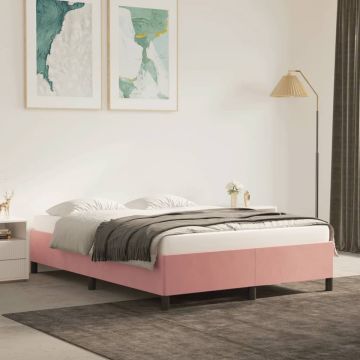 vidaXL Bedframe fluweel roze 140x190 cm