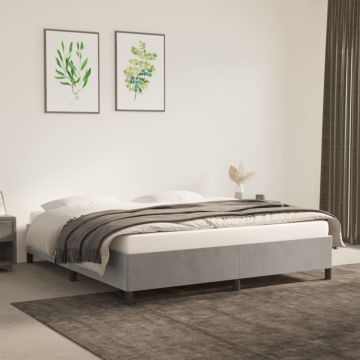 vidaXL Bedframe fluweel lichtgrijs 180x200 cm