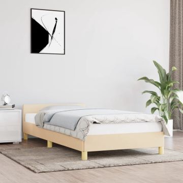 vidaXL Bedframe met hoofdeinde stof crèmekleurig 80x200 cm