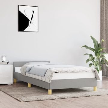 vidaXL Bedframe met hoofdeinde stof lichtgrijs 90x200 cm