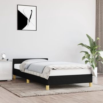 vidaXL Bedframe met hoofdeinde stof zwart 90x200 cm