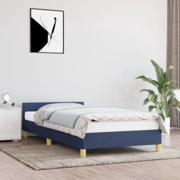 vidaXL Bedframe met hoofdeinde stof blauw 90x200 cm