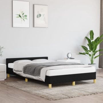 vidaXL Bedframe met hoofdeinde stof zwart 120x200 cm