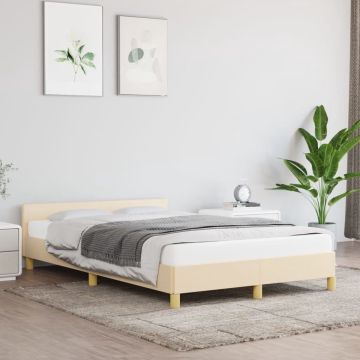 vidaXL Bedframe met hoofdeinde stof crèmekleurig 120x200 cm