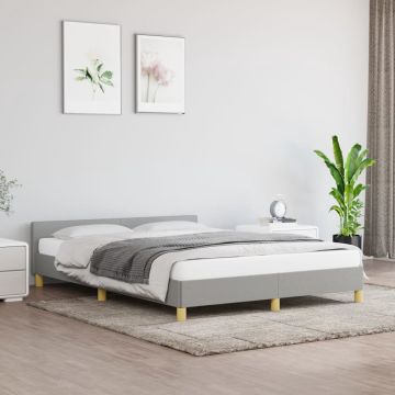 vidaXL Bedframe met hoofdeinde stof lichtgrijs 140x190 cm