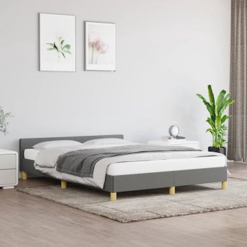 vidaXL Bedframe met hoofdeinde stof donkergrijs 140x190 cm