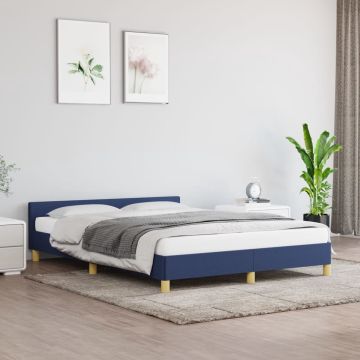 vidaXL Bedframe met hoofdeinde stof blauw 140x200 cm