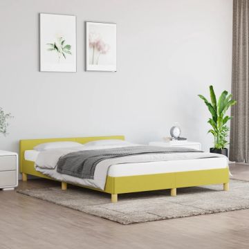 vidaXL Bedframe met hoofdeinde stof groen 140x200 cm