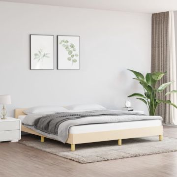 vidaXL Bedframe met hoofdeinde stof crèmekleurig 180x200 cm