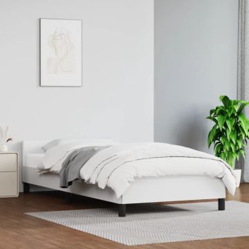 vidaXL Bedframe met hoofdbord kunstleer wit 90x200 cm