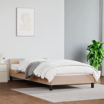 vidaXL Bedframe met hoofdbord kunstleer cappuccinokleurig 90x200 cm