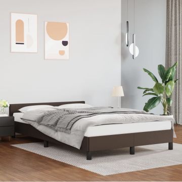 vidaXL Bedframe met hoofdbord kunstleer bruin 120x200 cm