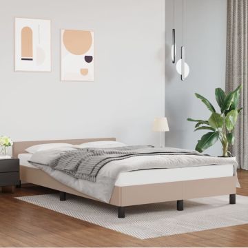 vidaXL Bedframe met hoofdbord kunstleer cappuccinokleurig 120x200 cm