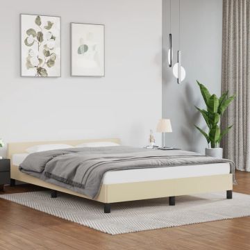 vidaXL Bedframe met hoofdbord kunstleer crèmekleurig 140x190 cm