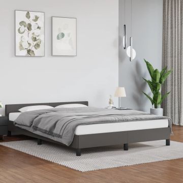 vidaXL Bedframe met hoofdbord kunstleer grijs 140x190 cm