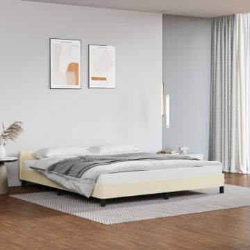 vidaXL Bedframe met hoofdbord kunstleer crèmekleurig 160x200 cm