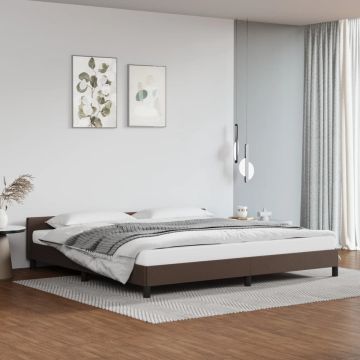 vidaXL Bedframe met hoofdbord kunstleer bruin 200x200 cm