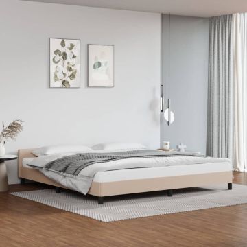 vidaXL Bedframe met hoofdbord kunstleer cappuccinokleurig 200x200 cm