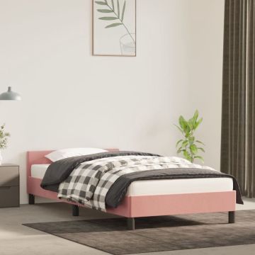 vidaXL Bedframe met hoofdeinde fluweel roze 90x200 cm