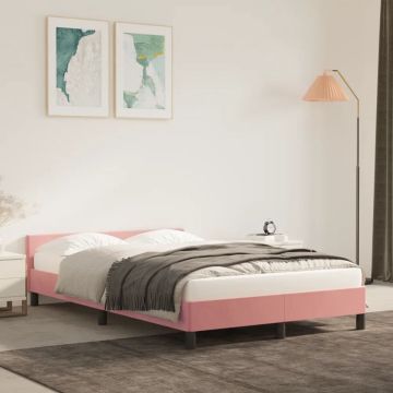 vidaXL Bedframe met hoofdeinde fluweel roze 120x200 cm