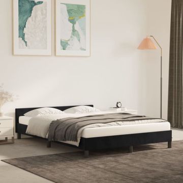 vidaXL Bedframe met hoofdeinde fluweel zwart 140x190 cm