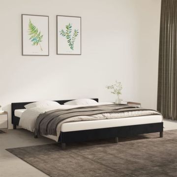 vidaXL Bedframe met hoofdeinde fluweel zwart 160x200 cm