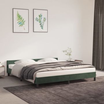 vidaXL Bedframe met hoofdeinde fluweel donkergroen 180x200 cm