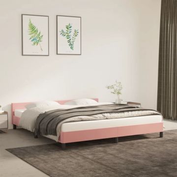 vidaXL Bedframe met hoofdeinde fluweel roze 180x200 cm