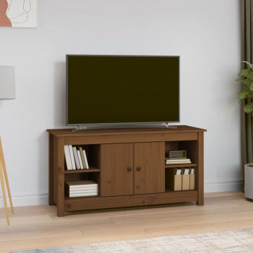 vidaXL Tv-meubel 103x36,5x52 cm massief grenenhout honingbruin