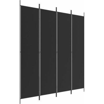 vidaXL Kamerscherm met 4 panelen 200x220 cm stof zwart