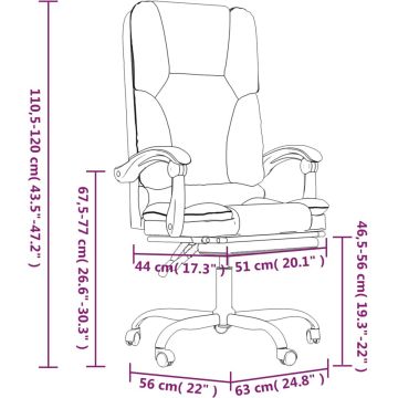 vidaXL Kantoorstoel massage verstelbaar kunstleer wit
