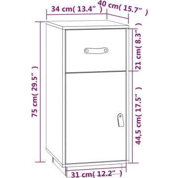 vidaXL Dressoir 34x40x75 cm massief grenenhout