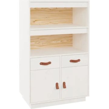 vidaXL Hoge kast 67x40x108,5 cm massief grenenhout grijs