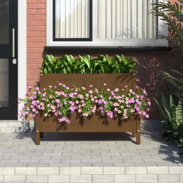 vidaXL Plantenbak 84,5x84x75 cm massief grenenhout grijs