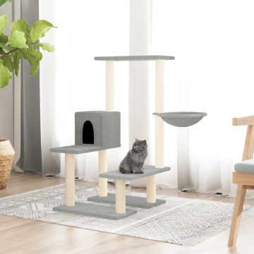 vidaXL Kattenmeubel met sisal krabpalen 94,5 cm lichtgrijs