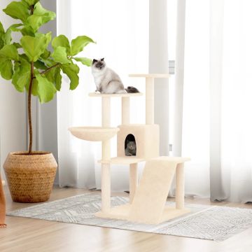 vidaXL Kattenmeubel met sisal krabpalen 94 cm crèmekleurig