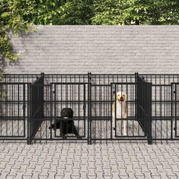 vidaXL Hondenkennel voor buiten 15,02 m² staal