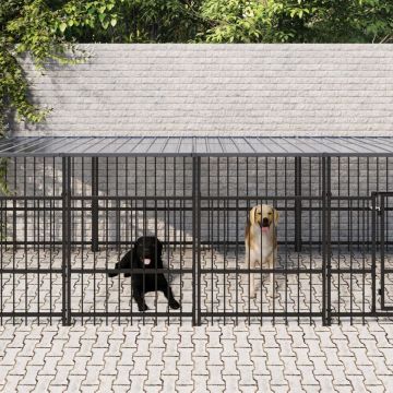 vidaXL Hondenkennel met dak 7,51 m² staal